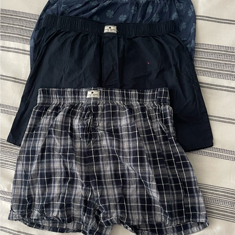 Lucky Brand Men's Plaid and Solid Boxers Set